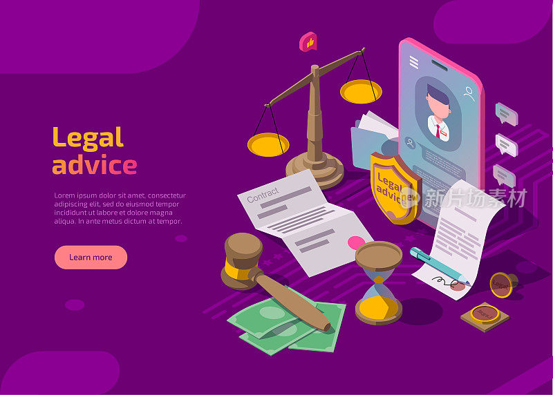 Legal advice isometric landing page